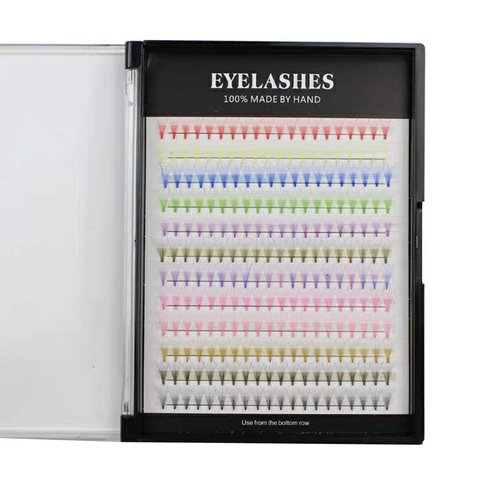 12Rows 240Pcs 10D Colorful Individual Premade Fans False Eyelashes Mixed 12 Colors Volume Eye Lashes Extensions Makeup Cluster Eyelashes 8/10/12/13/14/15/16mm Available(12MM)