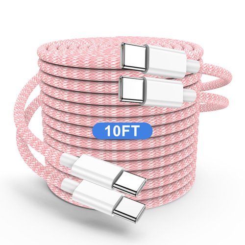 USB C to C Charging Cable 10ft, 60W Fast Type C to C Charger Cord Long for Apple iPhone 15 Pro Max/16 Pro/15 Plus/15 Pro, MacBook Pro 2021/2020/2019/2018,iPad 12.9/11 inch/Mini/Air 5/4,Samsung-Red
