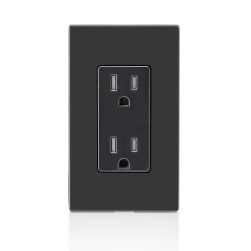 Leviton 15 Amp Decora Tamper-Resistant Duplex Electrical Wall Outlet, Black, T5325