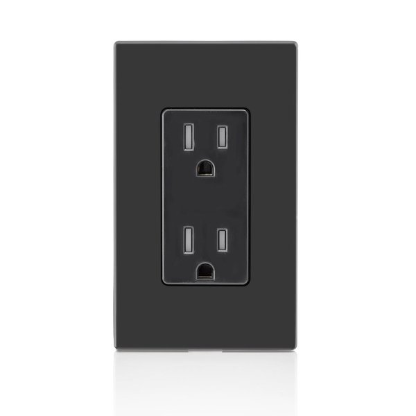 Leviton 15 Amp Decora Tamper-Resistant Duplex Electrical Wall Outlet, Black, T5325
