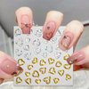5D Gold Embossed Nail Art Stickers Crystal Soft Glue Irregular Geometric Frames Nail Stickers Sliver Hollow Designs Nail Decals Supplies Self Adhesive Stickers DIY Acrylic Nail Accessories Women Nail Decoration 4 Sheet