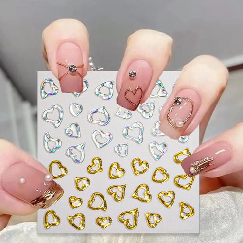 5D Gold Embossed Nail Art Stickers Crystal Soft Glue Irregular Geometric Frames Nail Stickers Sliver Hollow Designs Nail Decals Supplies Self Adhesive Stickers DIY Acrylic Nail Accessories Women Nail Decoration 4 Sheet