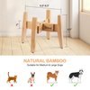 Sted Raised Dog Bowl Stand for Small Medium Dogs, Adjustable Width 6.5-8.5 Inches Elevated Dog Bowls Stand, 8.5" Tall Dog Food and Water Bowls Stand, Natural Bamboo Dog Food Bowls Slow Feeder Stand