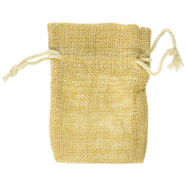 Faux Burlap Pouches w/Cotton Drawstrings, Natural, 6-Pack (3" x 4")