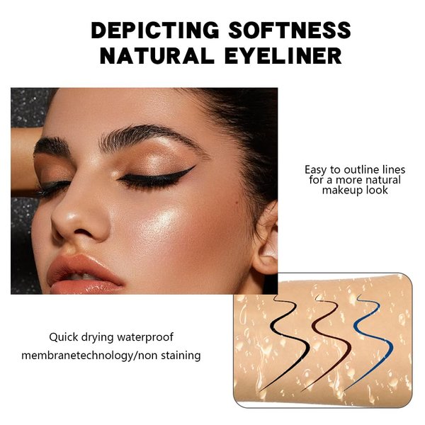 Easilydays Black Waterproof Liquid Eyeliner, Long-Lasting Thin Eyeliner, Multifunctional Wild Water Eyebrow Pencil, Ultra-Fine Felt Tip, Quick Drying Formula, Glides On Smoothly, 01 Black
