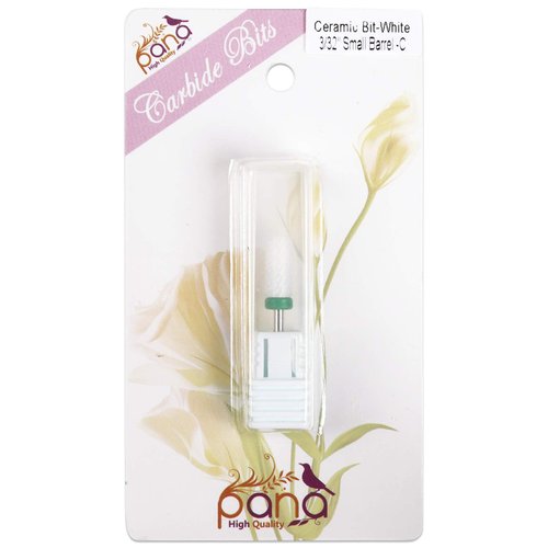 Pana Professional USA Ceramic White Small Barrel Bit Nail Drill (Grit: Coarse) 3/32" Shank Size