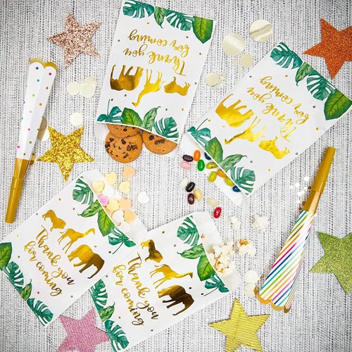 Sparkle and Bash Safari Party Decorations, White Goodie Bags (5 x 7.5 In, 100 Pack)