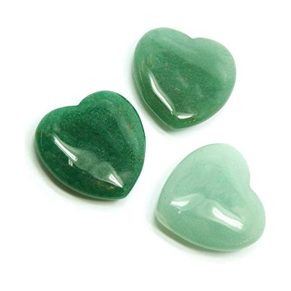 Luos Cultural Goods Green Aventurine Heart Shape Crystal - Balances, Protects Mental Well-Being, Spirit Stone, Jewelry, Home Decoration Gemstone, 1 Inch Size, 1 Piece