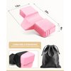 Onism Lash Pillow for Eyelash Extensions, Leather Waterproof Curved Memory Foam Lash Bed Pillow with Neck and Back Support, Pockets on Both Sides for Tools, Pink