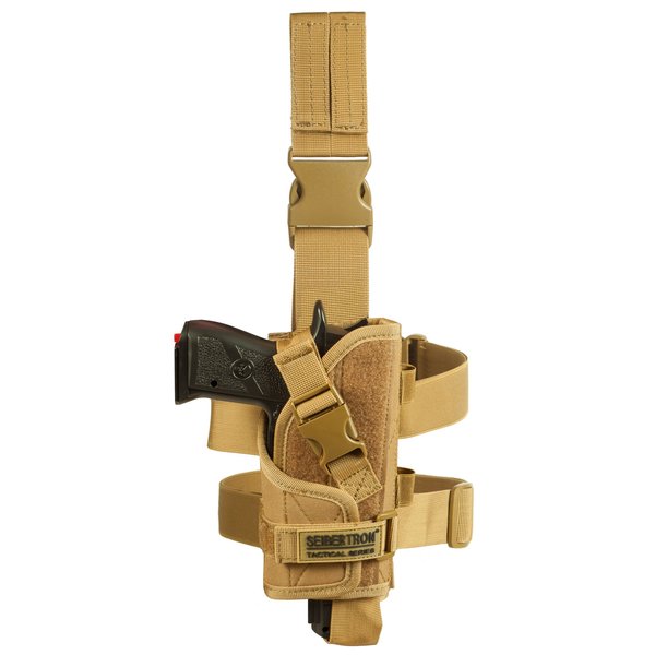 Seibertron Adjustable Tactical/Airsoft Hunting Right Handed Leg Pistol Gun Holster/Pouch Holder Drop Leg Thigh Holster Khaki
