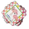 Caroline's Treasures 8077FC Bird - Flamingo Foam Coaster Set of 4 Set of 4 Cup Coasters for Indoor Outdoor, Tabletop Protection, Anti Slip, Mouse pad Material