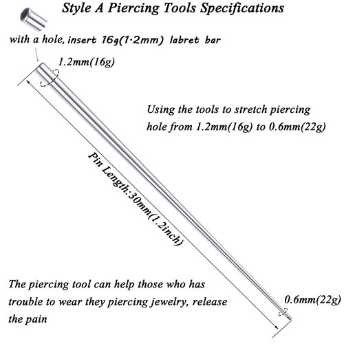 Milacolato G23 Titanium Piercing Taper Insertion Pins 18G Taper Piercing Kits for Ear/Nose/Navel/Nipple/Lip/Eyebrow/Tongue/Tragus Helix Stretcher Body Piercing Stretching Kit Assistant Tools