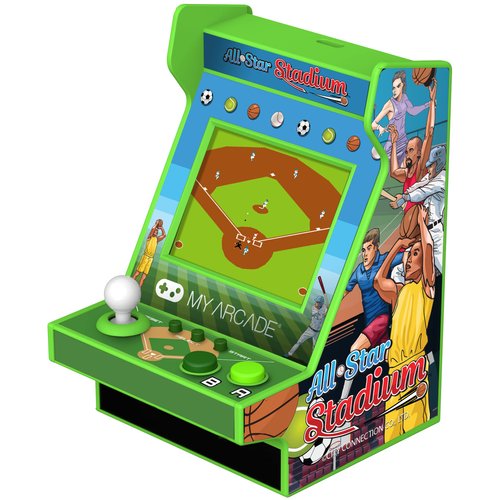 My Arcade All Star Stadium Nano Player- Fully Portable Mini Arcade Machine with 207 Retro Games, 2.4" Screen, Green, Small