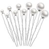 Juinte 48 Pieces Wedding Pearl Hair Pins Bridal Pearl Bobby Pins Clips for Hair U Shape Rhinestone Hair Pins Hair Accessories Barrette for Brides Bridesmaid Gril Women, 5 Sizes(Silver)