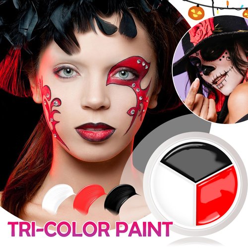 Black White Red Halloween Face Body Paint Kit,Clown Wheel Face Contour SFX Makeup Palette,Professional Waterproof Clown Face Painting Makeup Kit for Halloween Joker Cosplay Stage Costume Zombie