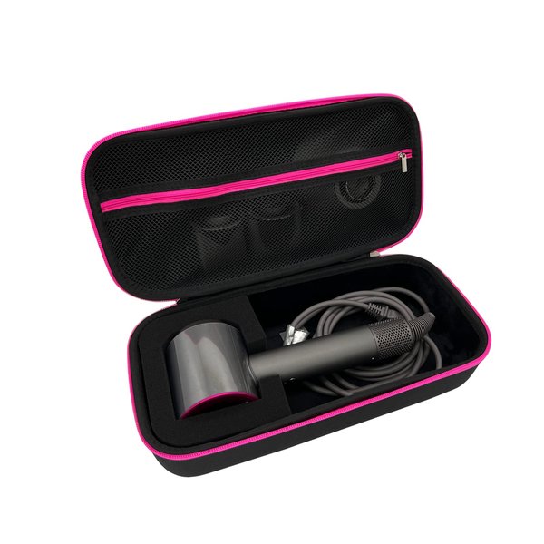 LITTECA Storage Case Caring Hard Case for Dyson Hair Dryer and Accessories, Hard Travel Storage Case with Pink Zipper