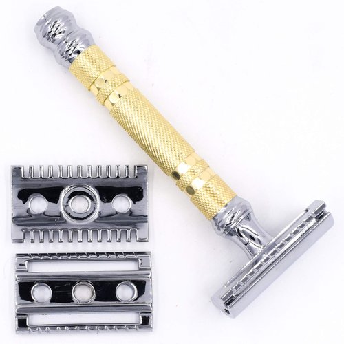 Parker THE CONVERTIBLE 69CR Duel Head Double Edge Safety Razor with Both Open and Closed Comb Heads Included to Customize your Shave, Includes 5 Parker Blades too
