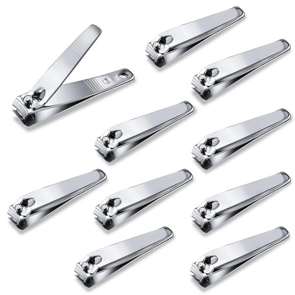 10 Pack Straight Nail Clippers Bulk,Sharp Blade Toe Nail Clippers Fingernail & Toenail Nail Clipper in Bulk,Nail Supplies Manicure Tools for Women Man Adult Homeless Care