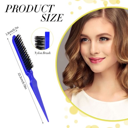 Patelai 3 Pieces Hair Styling Comb Set, Includes Hair Brush Teasing Fluffy Hair Brush, Rat Tail Comb Teasing Comb and Triple Teasing Comb for Women Back Combing Hair (Blue)