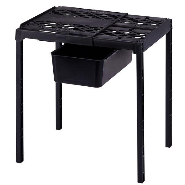 LockerMate Adjust-A-Shelf Locker Shelf & Organizer, Extends to Fit Your Locker, Includes Storage Drawer, Black