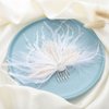 Latious Wedding Bride Flapper Feather Hair Comb White Crystal Bridal 1920s Hair Clip Fascinator Hair Accessories Prom Hair Jewelry for Women and Girls