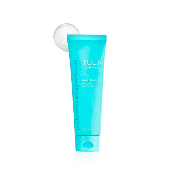 TULA Skin Care The Cult Classic Purifying Face Cleanser - Travel-Size, Gentle and Effective Face Wash, Makeup Remover, Nourishing and Hydrating, 1 oz.