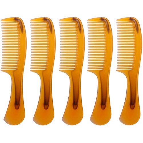 LBY 5-Pack 16 cm(6.3'') Hair Combs, Round Handle Comb Hair Care Comb,Round Comb,Care Handgrip Comb-Best Styling Comb for Long Hair,Plastic Yellow