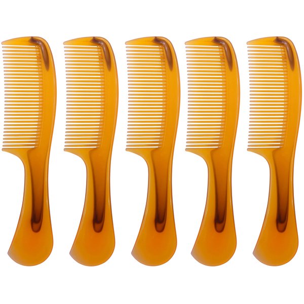 LBY 5-Pack 16 cm(6.3'') Hair Combs, Round Handle Comb Hair Care Comb,Round Comb,Care Handgrip Comb-Best Styling Comb for Long Hair,Plastic Yellow