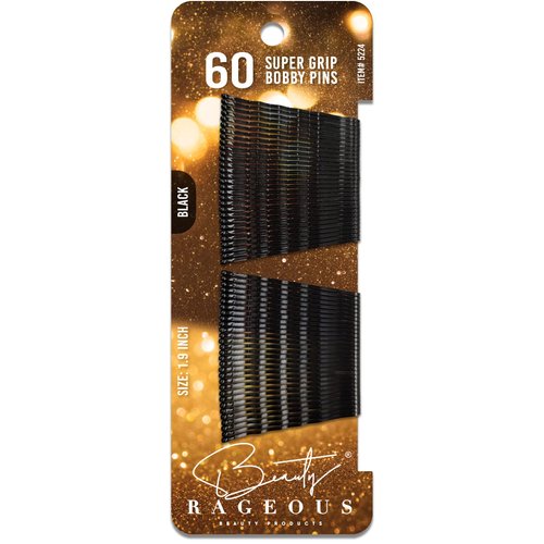 Super Grip Bobby Pins - Black (60 Count) - Womens Bobby Pins 1.9 Inch - Easy, Secure, All Hair Types