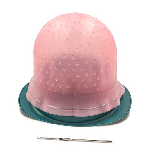 Half Arc Holes Highlighting Cap Hair Highlighting Kit Silicone Highlight Cap Hair Highlights Beauty Salon Frosting Caps for Highlighting Hair (Pink)