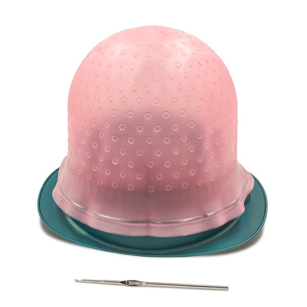 Half Arc Holes Highlighting Cap Hair Highlighting Kit Silicone Highlight Cap Hair Highlights Beauty Salon Frosting Caps for Highlighting Hair (Pink)