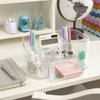 STORi Bliss 4-Compartment Plastic Vanity Organizer with Small Accessory Drawer in Clear | Rectangular Makeup, Skincare, & Cosmetic Storage Bin with Pass-Through Handles | Made in USA