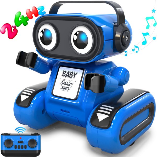 beefunni Robot Toys for Boys 4-10,with LED Eyes, Auto-Demo, Rechargeable,Recording, Music -Perfect Christmas Birthday Gift for Boy Toys (Blue)