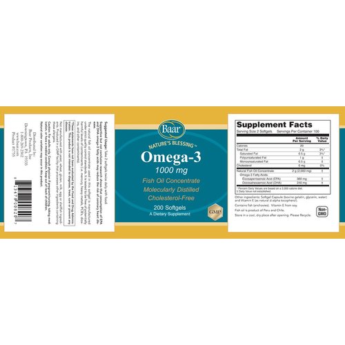 Omega 3 1000mg 200 Softgels