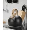 Hauce Radio Tea Kettle Stovetop, Black Tea Kettles-2.1 Quart Loud Whistle Stovetop Teapot,Food Grade Stainless Steel with Wood Pattern Handle, Unique Button Control Kettle Outlet for Tea, Coffee
