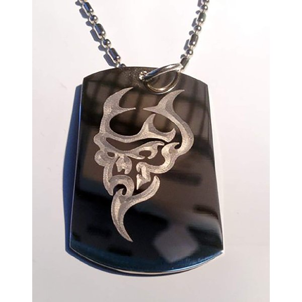 Devil Satan Satanic Face Skull Evil Logo Symbol - Military Dog Tag Luggage Tag Key Chain Metal Chain Necklace