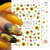 12 Sheets Spring Daisy Nail Art Stickers 3D Self-Adhesive Nail Supplies Flower Leaf Nail Stickers with Nail Design Yellow White Flowers Nail Decals Floral Nail Art Design for Women Girls DIY Nail