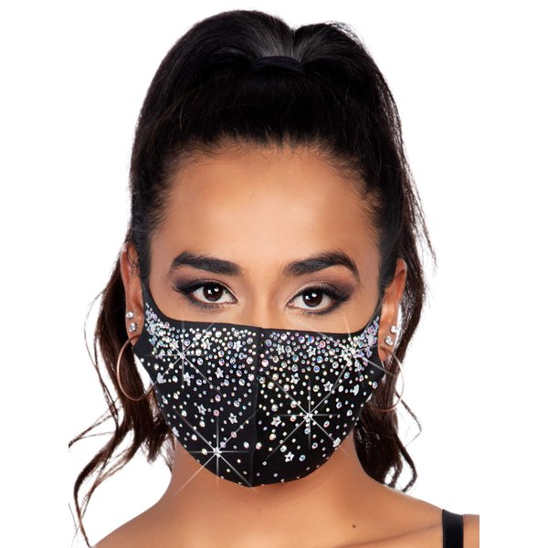 Leg Avenue M1008-00122 Nova Rhinestone Face Mask, O/S, Black