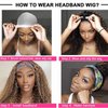 Ombre Highlight Headband Wig Human Hair #4/27 Colored Kinky Curly Headband Wig for Black Women Glueless None Lace Front Human Hair Wigs Brazilian Virgin Hair Wear and Go Wigs 150% Density 22 Inch