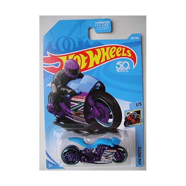 Hot Wheels Moto 1/5, Blue/Purple Street Stealth 283/365 50TH Anniversary Card