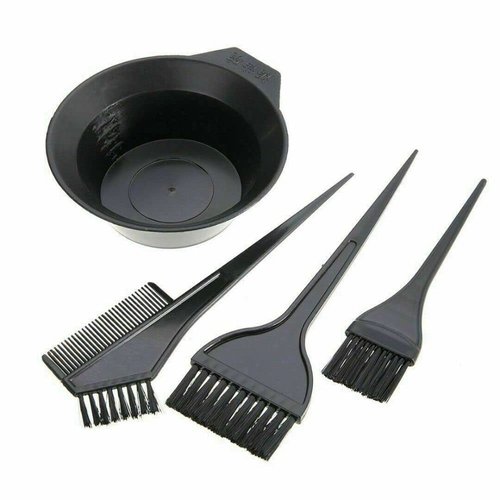 4Pcs/Set Professional Hair Colouring Brush, Hair Dye Color Brush and Bowl Set, Dye Tint Bleaching Bowl Salon Comb Hairdressing Tool Set