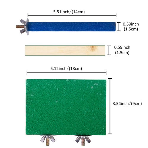 Petsvv 4 PCS Bird Perch Stand Toy, Wood Parrot Perch Stand Platform Paw Grinding Stick, Cage Accessories Exercise Toys Budgies Parakeet Cockatiel Conure Hamster Gerbil Rat Mouse