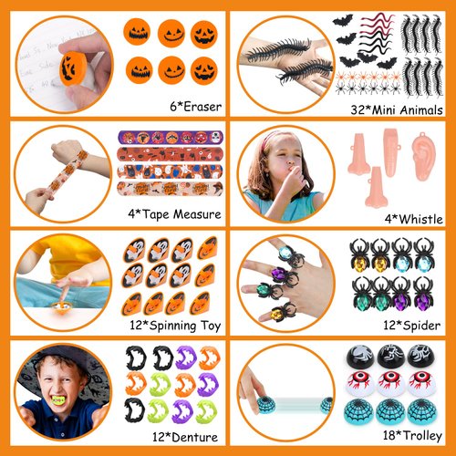 TOY Life Halloween Party Favors 210 Pcs Kids Party Favor Halloween Treats Toys in Bulk Goodie Bags Stuffers Return Gifts for Kids Birthday Party Favor Halloween Trick or Treat Classroom Party Supplies