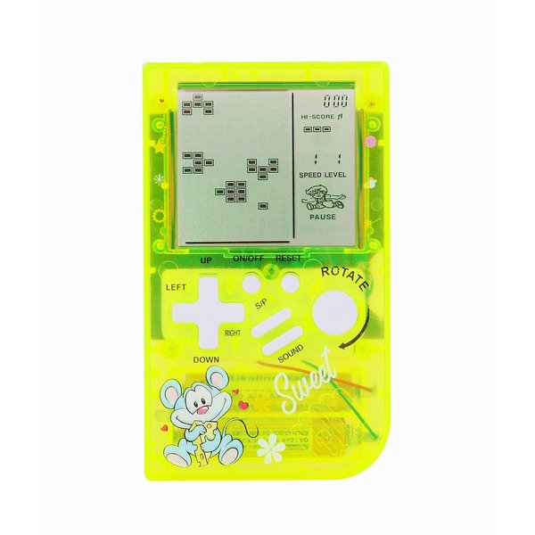 CZT Transparent Block Game Machine 23 Built-in Games Retro Children's Game Console Student Game Device Puzzle Handheld Console Electronic Brick Games Compact Portable Christmas Girl Gifts (Green)