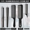 5 Pieces Hair Cutting Comb Barber Comb Hair Styling Combs Fine Teeth Carbon Comb Set Anti Static Heat Resistant Hairdressing Tapered Comb for Men Women (Styling Combs)