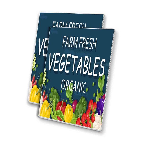 Farm Fresh Vegetables Organic (24" X 36") 4mm Corrugated Plastic Panel, Graphics Applied to 1 Side (Pk of 2)