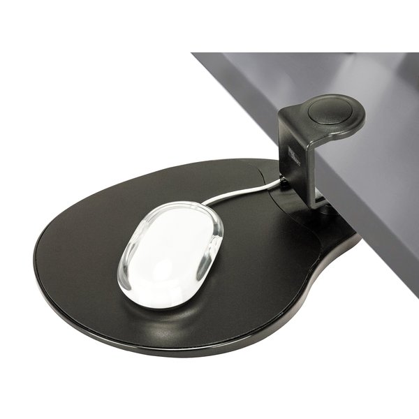 MAX SMART Clamp on Mouse Platform, Clip on Mouse Pad Rotating 360, Ergonomic Mouse Tray Attachment, Office Mouse Pad, Slide Out Mouse Tray for Home, Office to Save Space (Black)