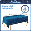 Gatherfun Space Tablecloth Space Stars Theme Party Supplies Starry Night Tablecloth Waterproof Plastic Galaxy Table Cover for Birthday Party Decorations 54x108 Inch 3PCS