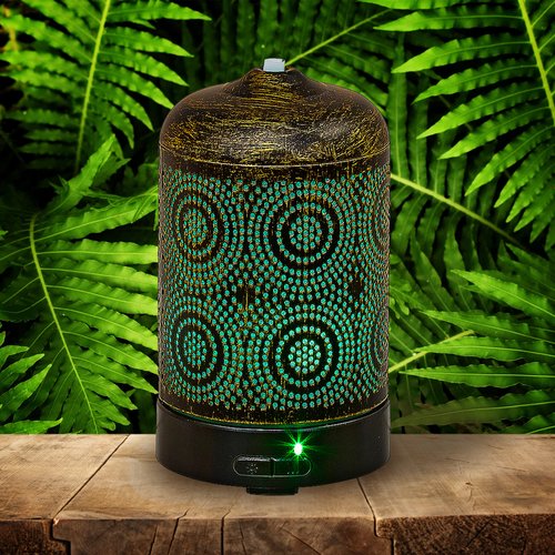 AROMAR Essential Ultrasonic Oil Diffuser Cool Mist Humidifier & Aromatherapy Metal Diffusers for Essential Oils with Auto Shut-Off and 7 Colors LED for Home and Office - Brushed Bronze (100ml)