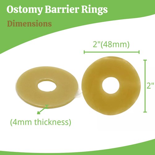 Elastic Moldable Ostomy Barrier Rings- Outer Diameter 2" (48mm) 4mm Thickness -Ostomy Supplies Non-Leaking Seal for Stoma, Sting-Free Hydrocolloid Skin Barrier Extender Ring for Colostomy Bags, 10PCS
